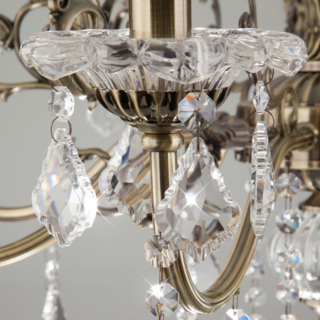 картинка Подвесная люстра 3281/8 античная бронза/прозрачный хрусталь Strotskis от магазина BTSvet