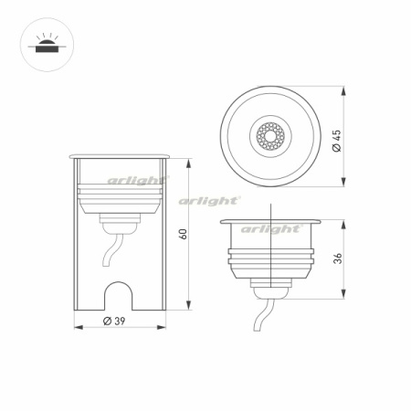 картинка Подводный светодиодный светильник KT-AQUA-R45-3W White6000 (SL, 45 deg, 12V) (Arlight, Герметичный) 028056 от магазина BTSvet