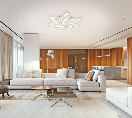 картинка Потолочная люстра светодиодная с управлением смартфоном и пультом регулировкой цветовой температурой и яркости ночным режимом и таймером LED LAMPS 81224 от магазина BTSvet