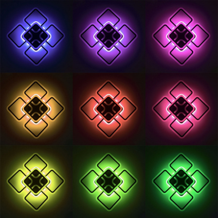 картинка Потолочная люстра светодиодная с управлением голосом и смартфоном с пультом регулировкой цветовой температуры и яркости Марсель CL232A155E RGB от магазина BTSvet