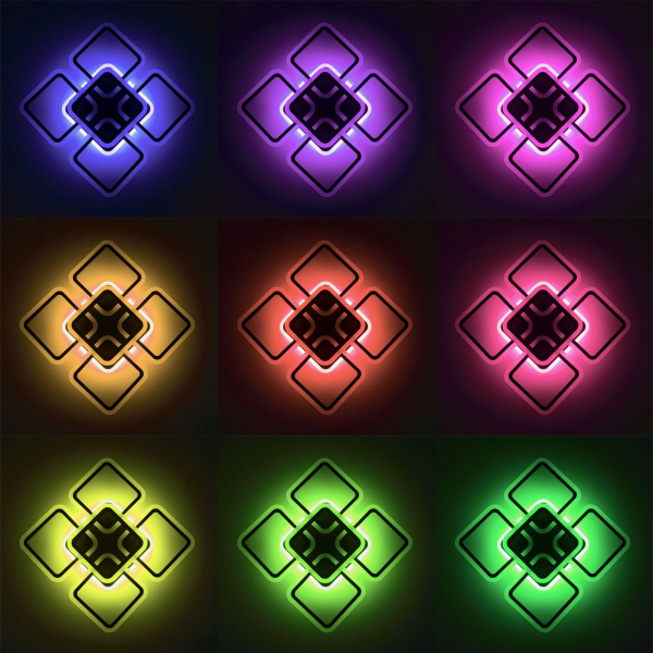 картинка Потолочная люстра светодиодная с управлением голосом и смартфоном с пультом регулировкой цветовой температуры и яркости Марсель CL232A155E RGB от магазина BTSvet