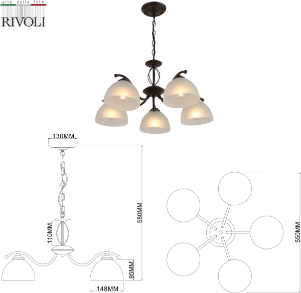 картинка Подвесная люстра Rivoli Jackeline 9141-305 от магазина BTSvet