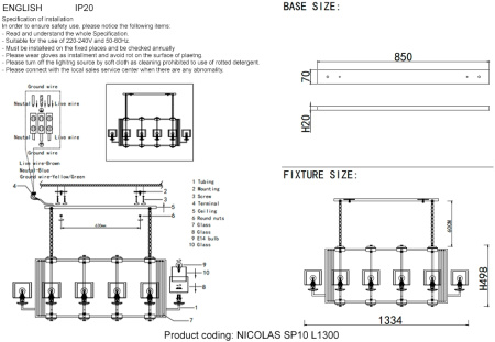 картинка Подвесная люстра NICOLAS SP10 L1300 NICKEL/WHITE от магазина BTSvet
