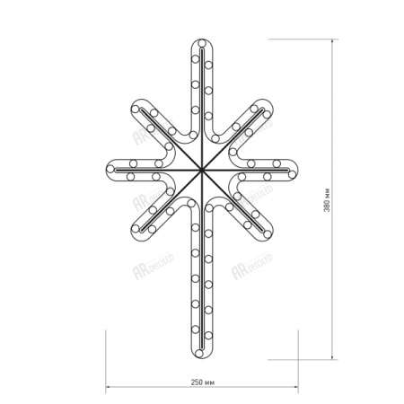 картинка Световая фигура светодиодная ARD-STAR-M2-380x250-36LED Warm (230V, 2.5W) (Ardecoled, IP65) 025313 от магазина BTSvet
