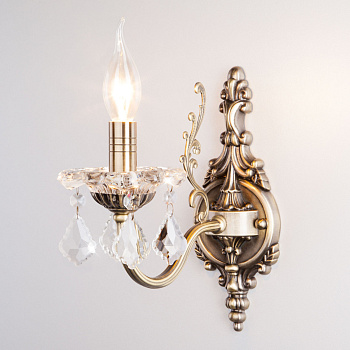 Бра 3281/1 античная бронза/прозрачный хрусталь Strotskis