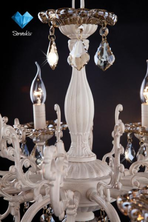 картинка Подвесная люстра 3281/8 белый с золотом/тонированный хрусталь Strotskis от магазина BTSvet