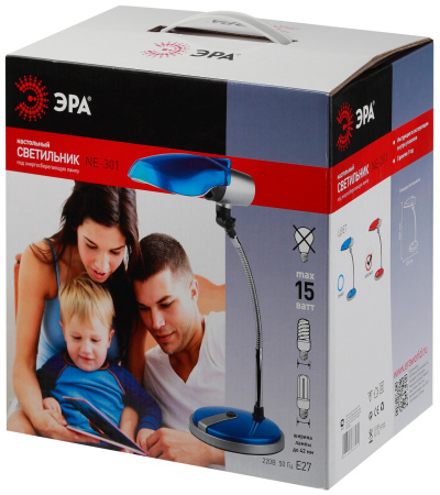 картинка Интерьерная настольная лампа для детской с выключателем NE-301-E27-15W-BU от магазина BTSvet