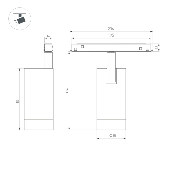 картинка Трековый светильник светодиодный MAG-ORIENT-SPOT-R35-6W Day4000 (BK, 24 deg, 48V, DALI) (Arlight, IP20 Металл, 3 года) 033622 от магазина BTSvet