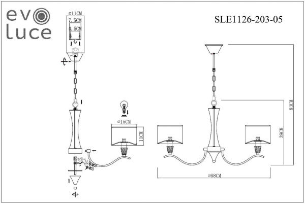картинка Подвесная люстра Evoluce Cassia SLE1126-203-05 от магазина BTSvet