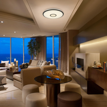 картинка Потолочный светильник светодиодный с пультом и управлением смартфоном регулировкой яркости и цветовой температуры таймером Старлайт Смарт CL703A45G RGB от магазина BTSvet