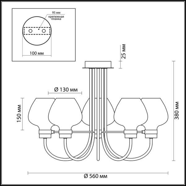 картинка Потолочная люстра Ilona 3708/5C от магазина BTSvet