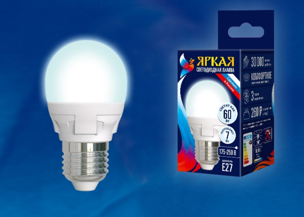 Лампочка светодиодная LED-G45 7W/NW/E27/FR PLP01WH картон