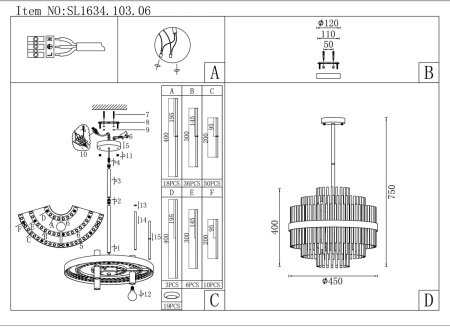 картинка Потолочная люстра на штанге ST Luce Rens SL1634.103.06 от магазина BTSvet