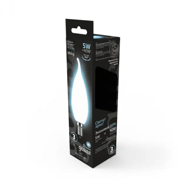 картинка Лампочка LED Filament Candle Tailed OPAL E14 5W 4100К 1/10/50 104201205 от магазина BTSvet