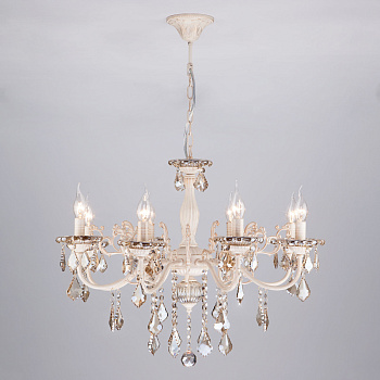 Подвесная люстра 3281/8 белый с золотом/тонированный хрусталь Strotskis