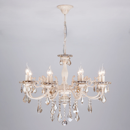 Подвесная люстра 3281/8 белый с золотом/тонированный хрусталь Strotskis