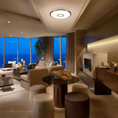 картинка Потолочный светильник светодиодный с пультом и управлением смартфоном регулировкой яркости и цветовой температуры таймером Старлайт Смарт CL703A63G RGB от магазина BTSvet