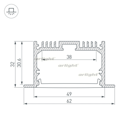 картинка Профиль SL-LINIA62-F-2000 ANOD (Arlight, Алюминий) 019292 от магазина BTSvet