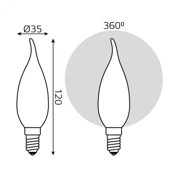 картинка Лампочка LED Filament Candle Tailed OPAL E14 5W 4100К 1/10/50 104201205 от магазина BTSvet