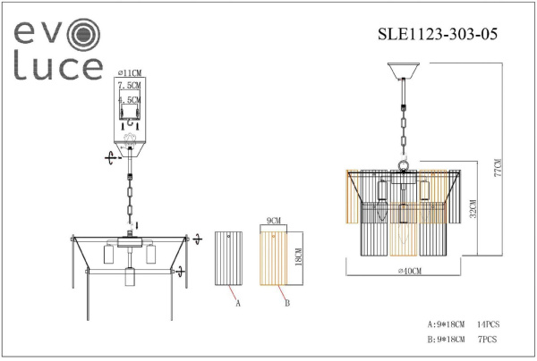 картинка Подвесная люстра Evoluce Tresa SLE1123-303-05 от магазина BTSvet