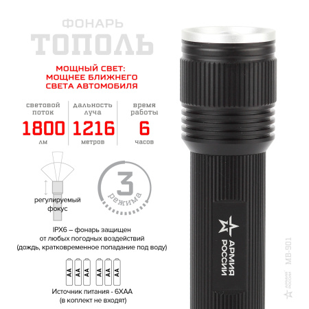 картинка Ручной фонарь светодиодный MB-901 IPX6 от магазина BTSvet