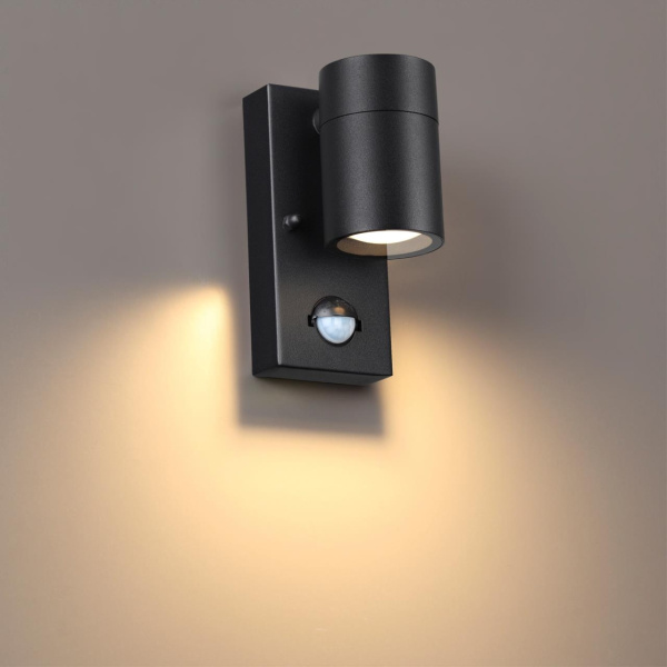 картинка Уличный настенный светильник с датчиком движения и датчиком освещенности Motto 4389/1W от магазина BTSvet