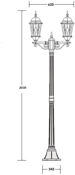 картинка Наземный фонарь ASTORIA 2M 91408MA Gb ромб от магазина BTSvet