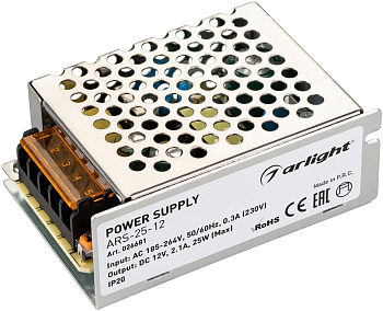 Блок питания ARS-25-12 (12V, 2.1A, 25W) (Arlight, IP20 Сетка, 2 года) 026681