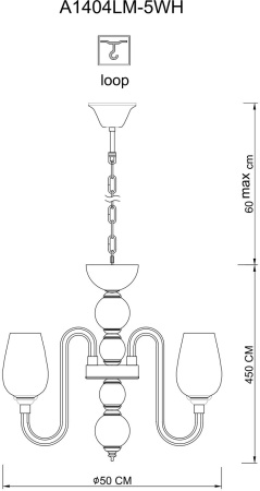 картинка Подвесная люстра A1404LM-5WH от магазина BTSvet