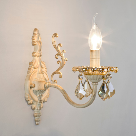 картинка Бра 3281/1 белый с золотом/тонированный хрусталь Strotskis от магазина BTSvet