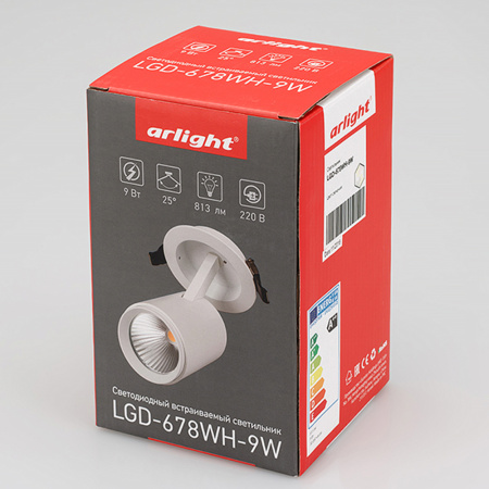 картинка LED спот встраиваемый LGD-678WH-9W White 25deg (Arlight, IP20 Металл, 3 года) 022243 от магазина BTSvet