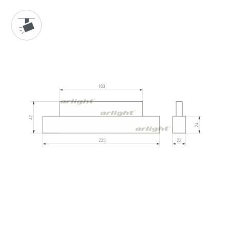 картинка Трековый светильник светодиодный MAG-ORIENT-FLAT-L235-8W Day4000 (BK, 80 deg, 48V) (Arlight, IP20 Металл, 3 года) 033608 от магазина BTSvet