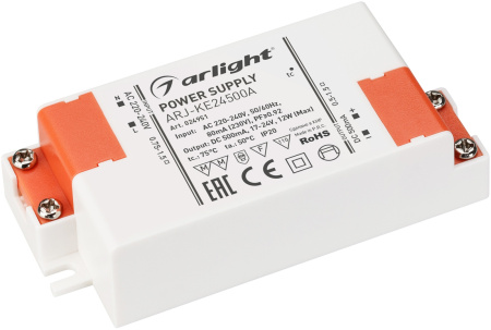 Блок питания ARJ-KE24500A (12W, 500mA, PFC) (Arlight, IP20 Пластик, 5 лет) 024951