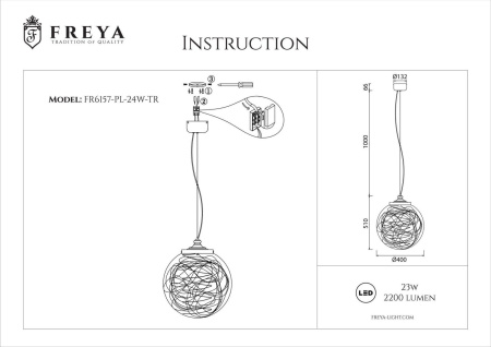 картинка Светодиодный подвесной светильник Isabel FR6157-PL-24W-TR от магазина BTSvet