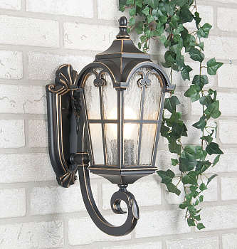 Настенный фонарь уличный Mira U черное золото