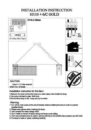 картинка Подвесная люстра хрустальная 10110+6/C gold от магазина BTSvet