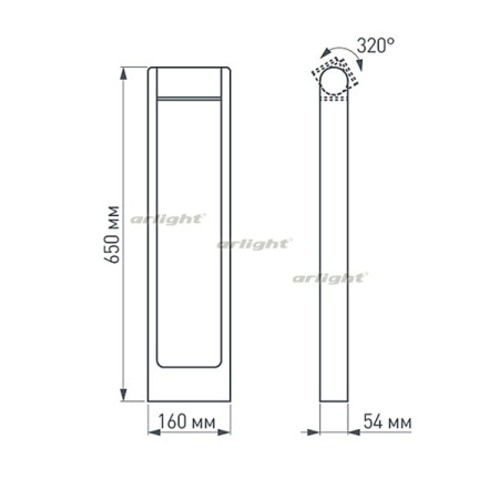 картинка Наземный светильник LGD-Path-Frame-Rotary-H650B-6W Warm White (IP54 Металл) 020345 от магазина BTSvet