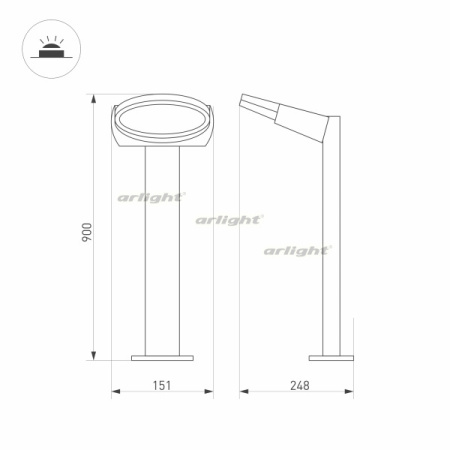картинка Ландшафтный светильник наземный LGD-EYE-BOLL-H900-6W Warm3000 (GR, 117 deg, 230V) (Arlight, IP54 Металл, 3 года) 029984 от магазина BTSvet