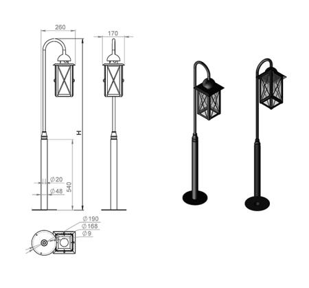 картинка Кованый наземный уличный фонарь Baveno 260-41/bg-14 от магазина BTSvet