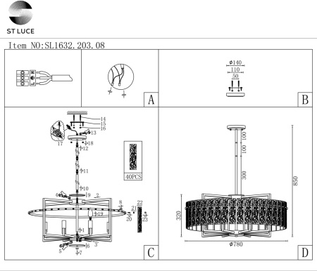 картинка Подвесная люстра Mira SL1632.203.08 от магазина BTSvet