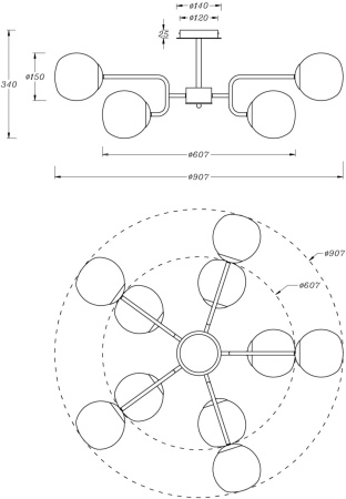 картинка Потолочная люстра Erich MOD221PL-10G от магазина BTSvet