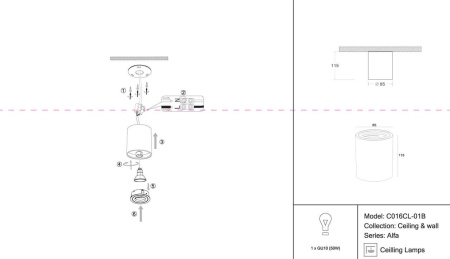 картинка Накладной светильник Alfa C016CL-01B от магазина BTSvet