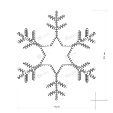 картинка Световая фигура светодиодная ARD-SNOWFLAKE-M4-750x750-324LED White (230V, 18W) (Ardecoled, IP65) 025307 от магазина BTSvet