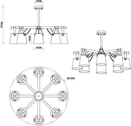 картинка Потолочная люстра на штанге Thomas A7032PL-8WH от магазина BTSvet