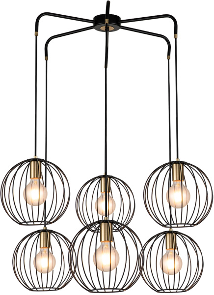 Подвесной светильник Quebec 10176/6 E27*60W Black/Brass