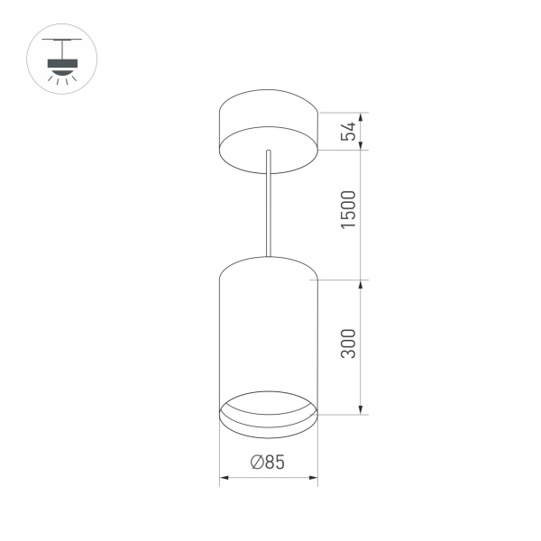 картинка Корпус SP-POLO-HANG-LONG300-R85 (BK, 1-3, 350mA) (IP20 Металл) 024238 от магазина BTSvet