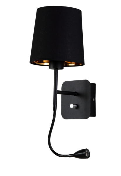 Бра с подсветкой для чтения и выключателем PABLO AP2 BLACK/BLACK-GOLD