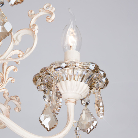 картинка Подвесная люстра 3281/5 белый с золотом/тонированный хрусталь Strotskis от магазина BTSvet