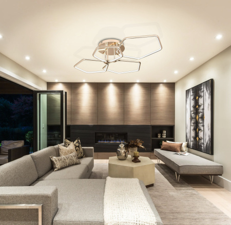 картинка Потолочная люстра светодиодная с управлением смартфоном и пультом регулировкой цветовой температурой и яркости ночным режимом и таймером HIGH-TECH LED LAMPS 82037 от магазина BTSvet