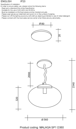 картинка Подвесной светильник Crystal Lux MALAGA MALAGA SP1 D360 CHROME от магазина BTSvet